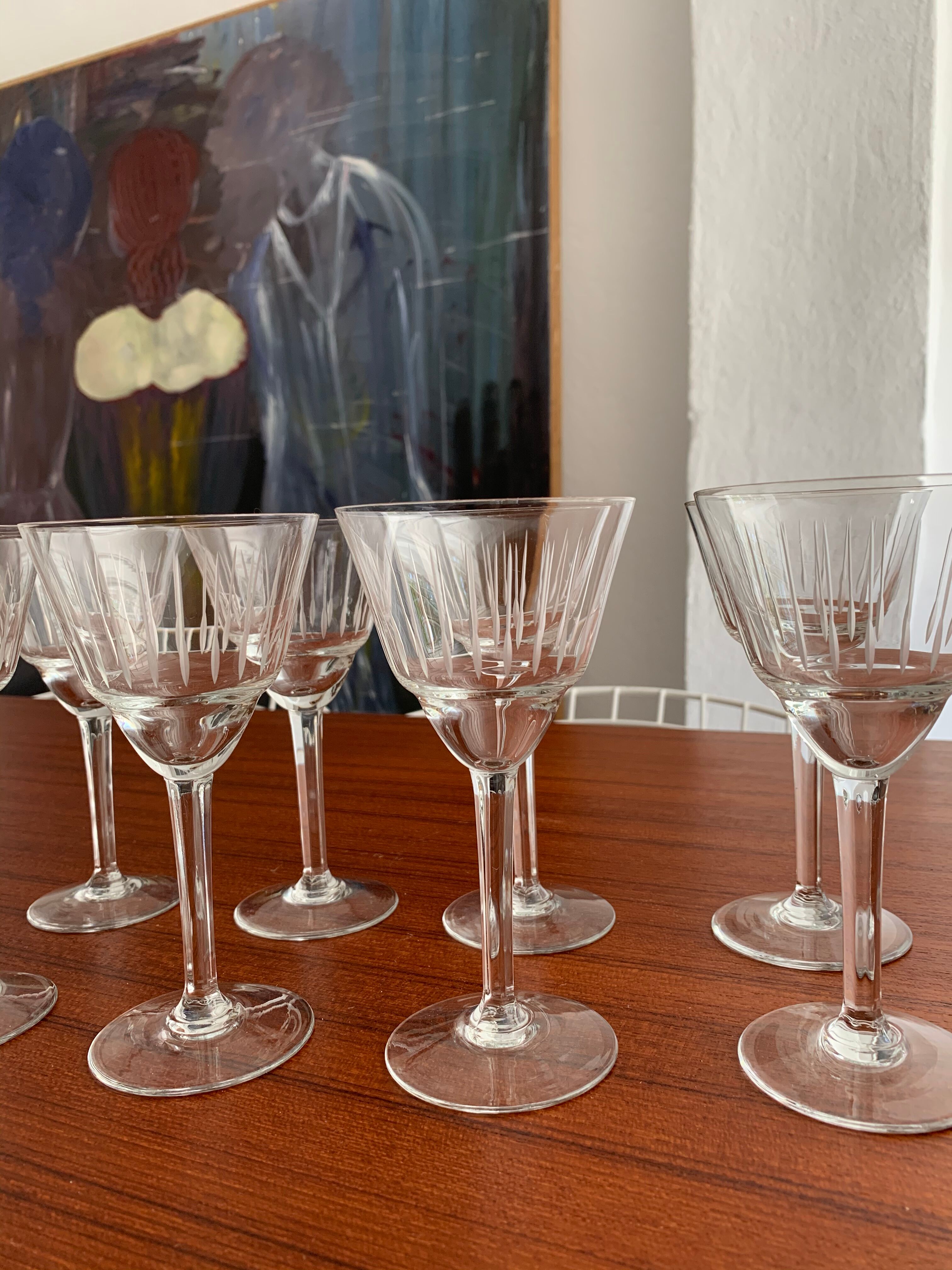 Service 8 glasses of crystal wine art deco