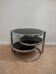 Chrome metal and smoked glass coffee table