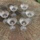 6 champagne glasses in glass and transparent crystal, antique chiseled