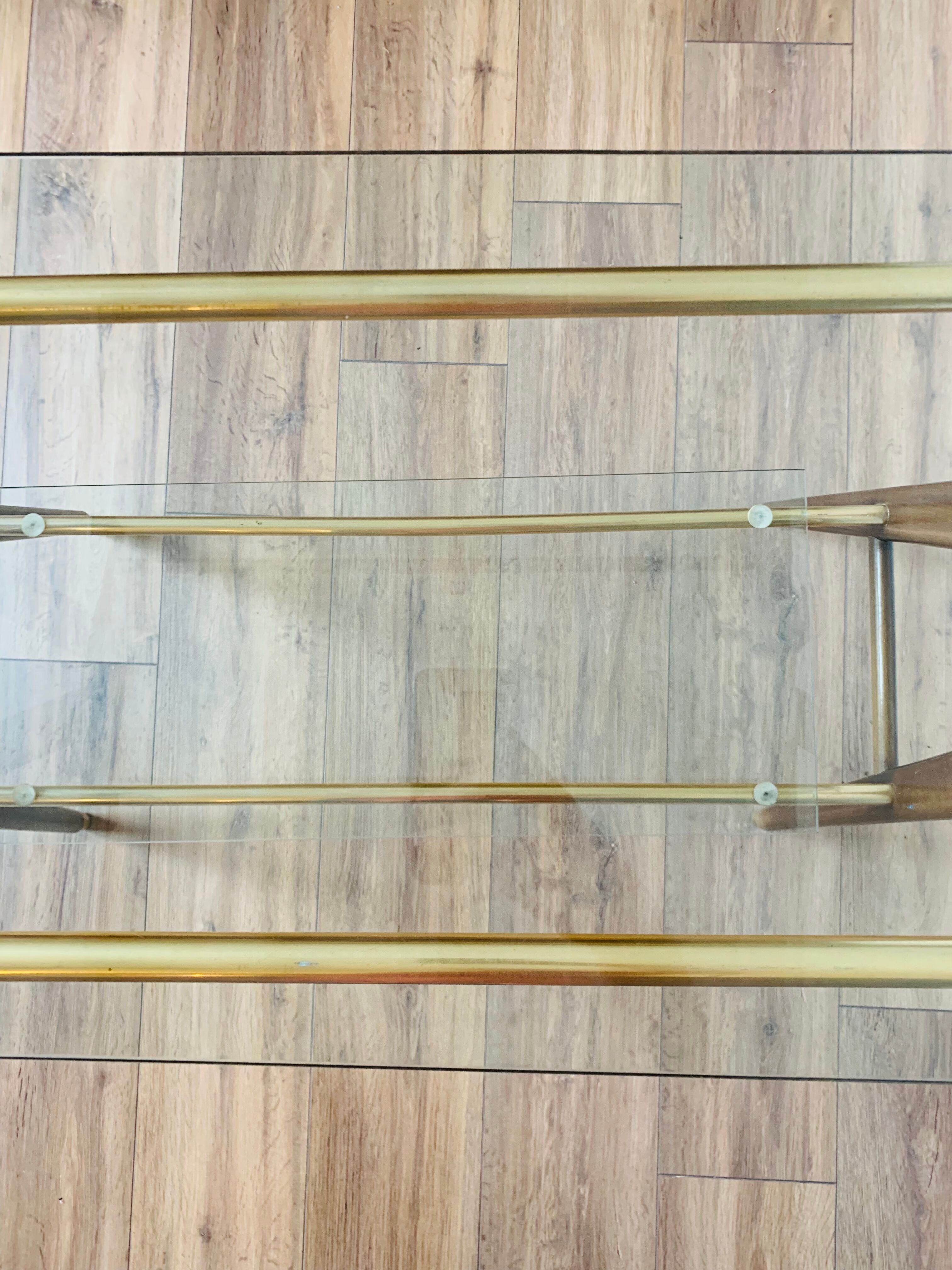 Vintage console in wood, glass and gold metal