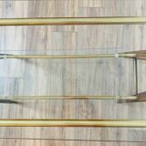 Vintage console in wood, glass and gold metal