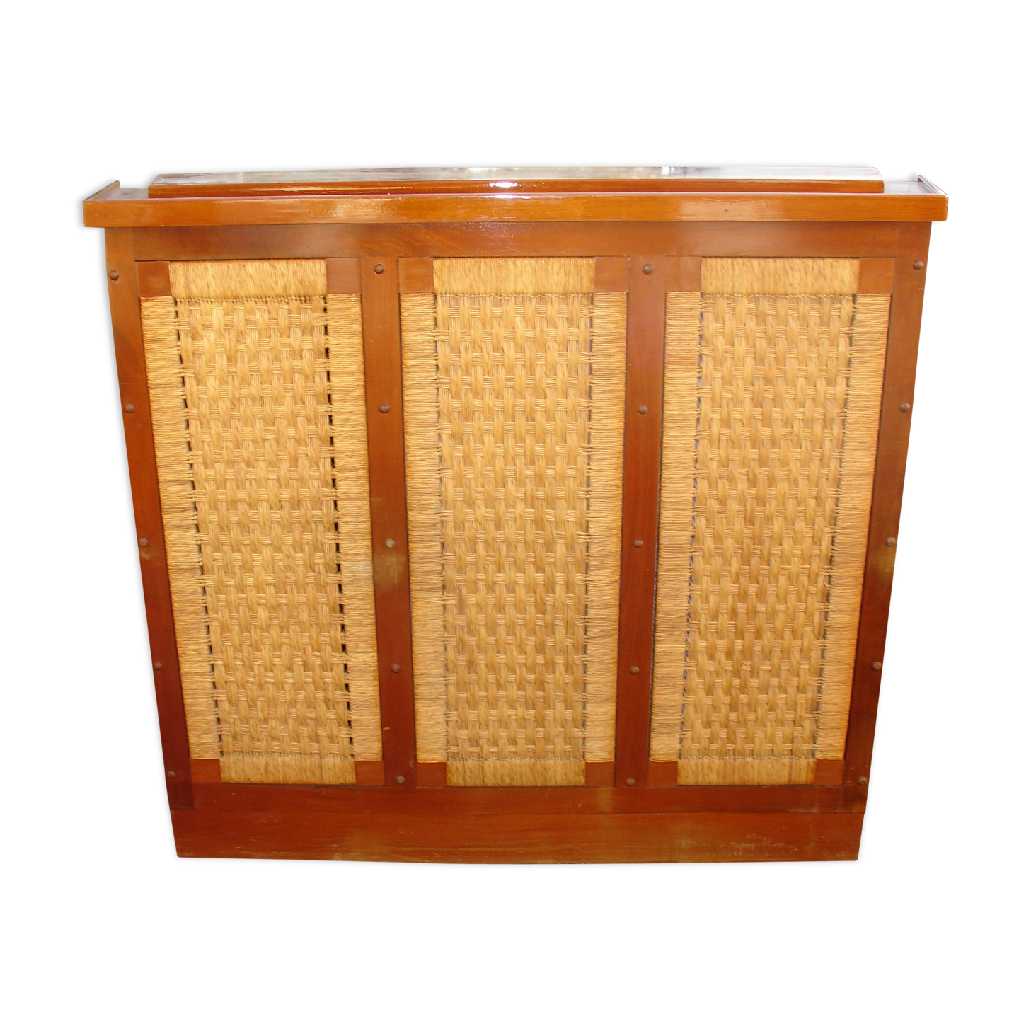 Mahogany and straw bar, made in Mexico around 1950