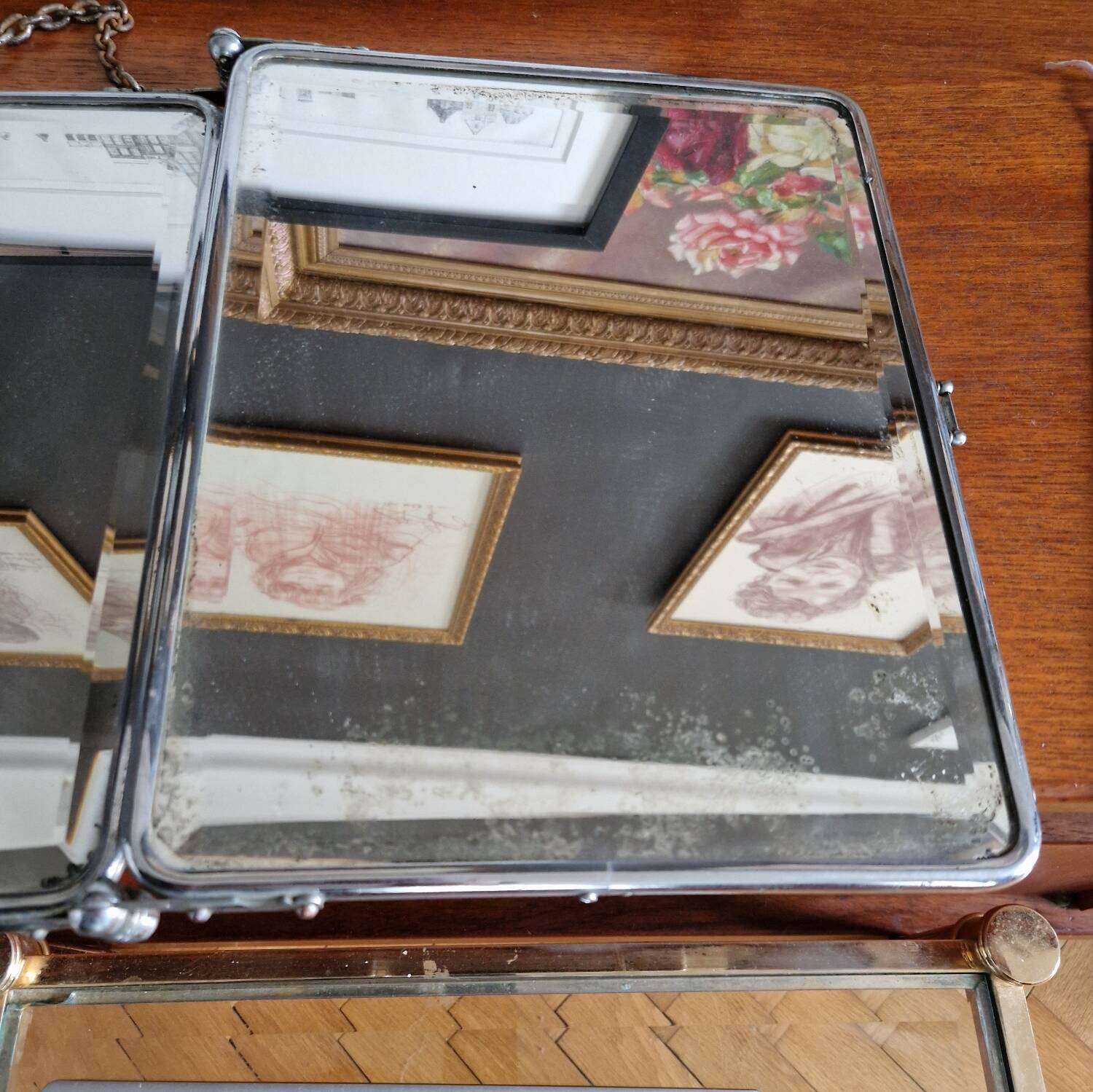 Miroir triptyque de barbier