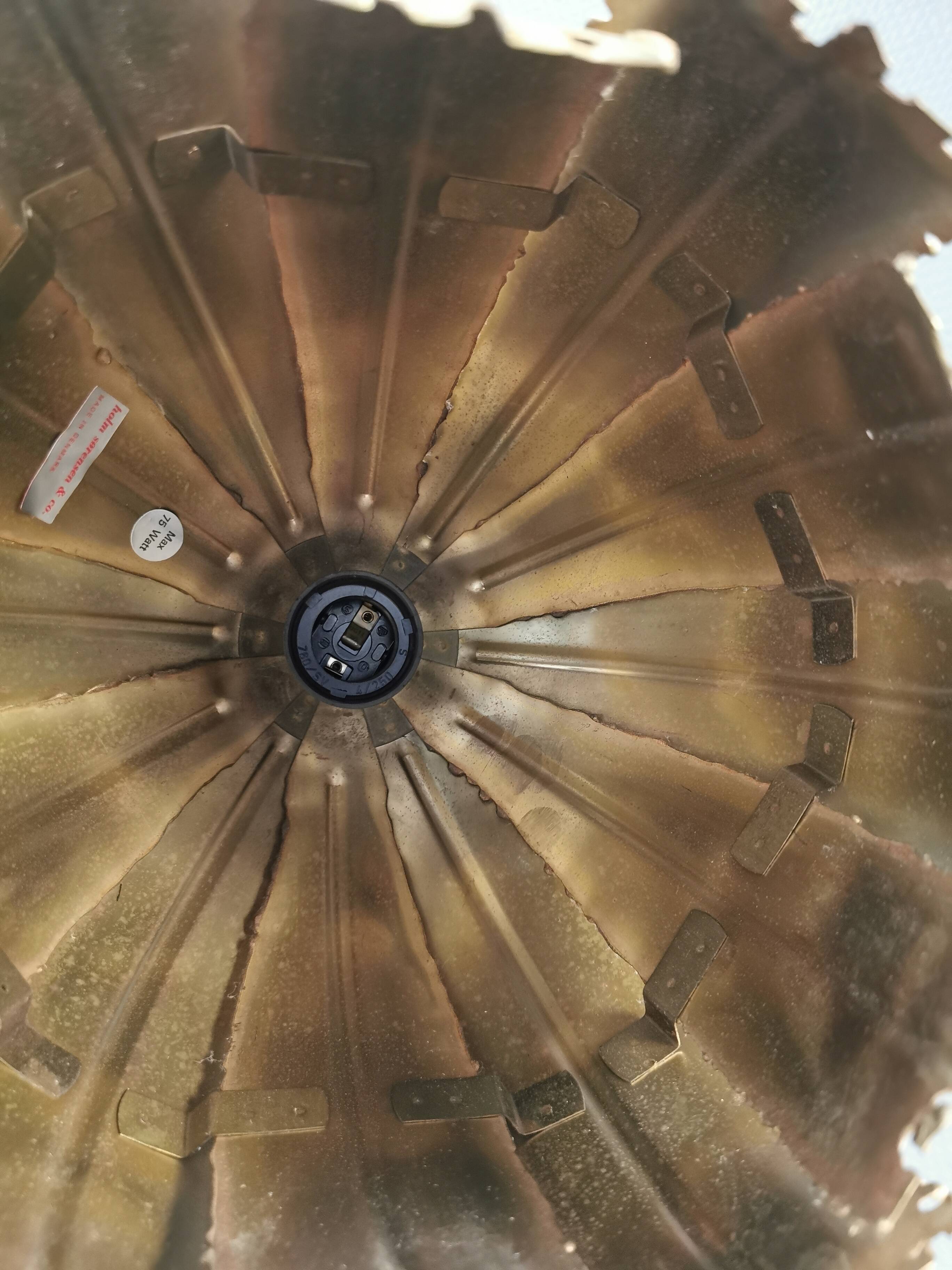 Brutalist flame-cut brass hanging lamp, by Svend Aage Holm Sørensen (SAHS)