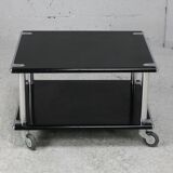 Coffee table "space age" in black lacquered steel