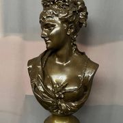 Léopold Harzé (1831–1893). Bronze bust of a young woman on a marble base. Belgium. Dated 1878.