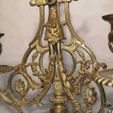 Pair of piano candlesticks in golden bronze 19th century