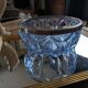 Cut blue glass bowl, silver-plated rim – 1950s-1970s