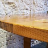 Extendable dining table in solid elm by Maison Regain 1960