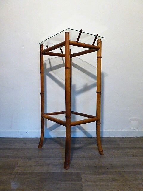 Bamboo console and glass tray 1970s