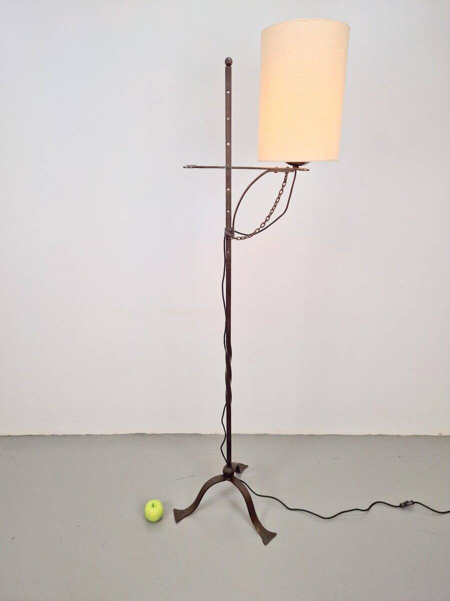 Brutalist Floor Lamp in Wrought Iron, 1950s
