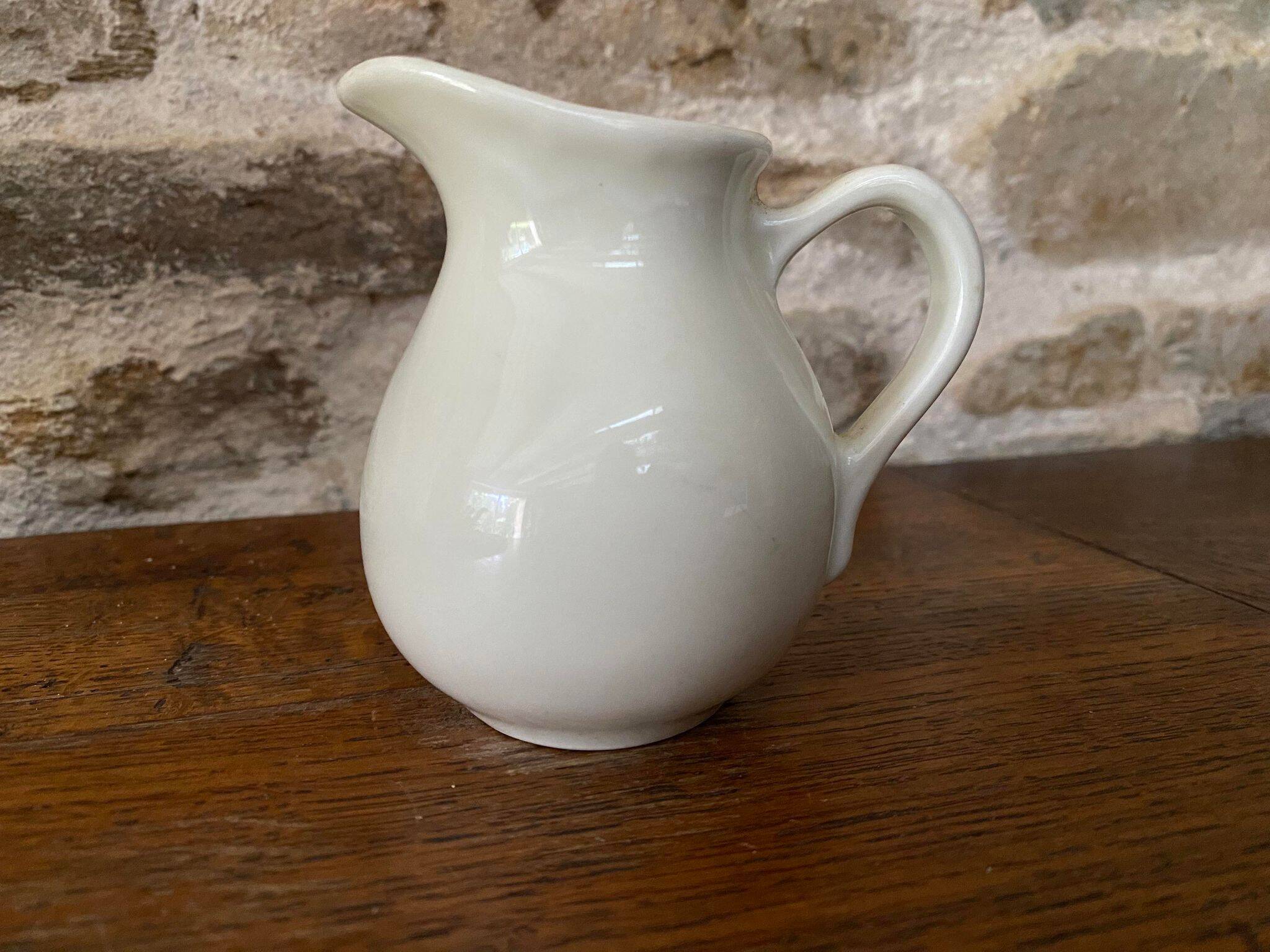 Small bistro milk jug in beige porcelain