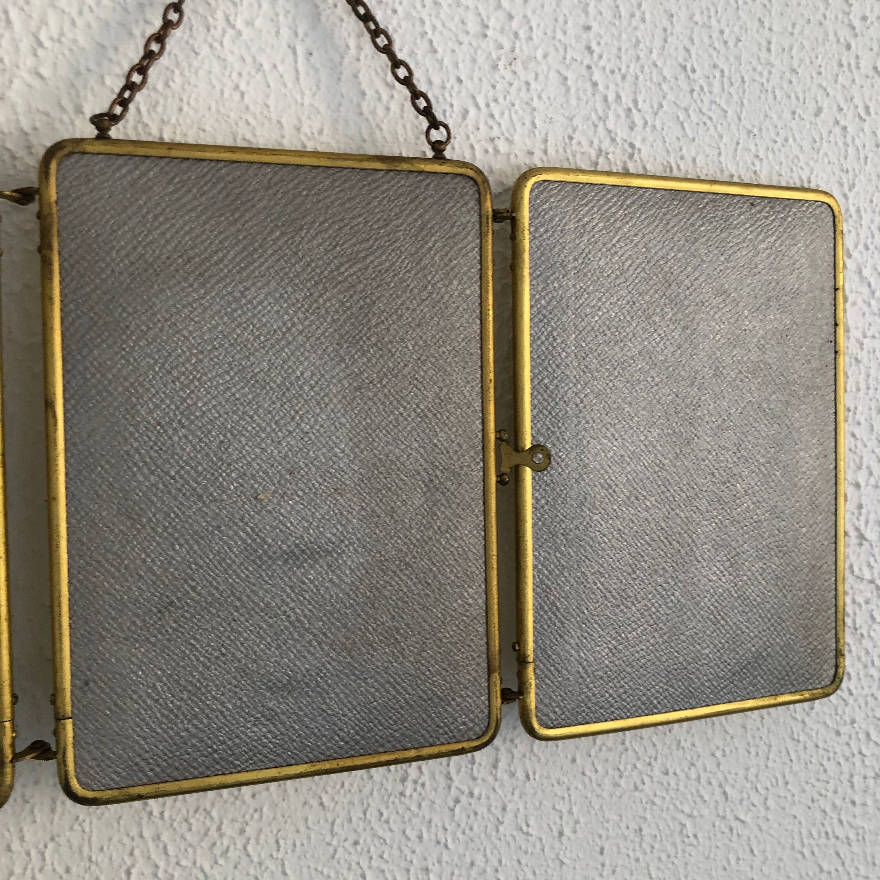 Mirror triptych vintage barber 1920 - 21 x 48 cm