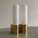 Opaque glass and brass wall light by Limburg, Germany, 1970.