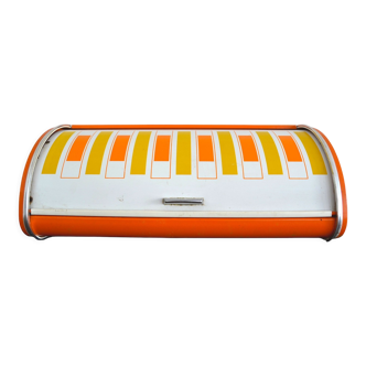 Huche à pain orange époque vintage 70s