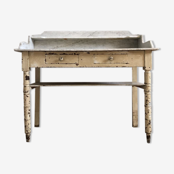 Old dressing table, wood and marble