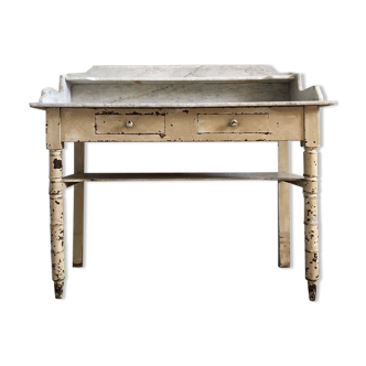 Old dressing table, wood and marble