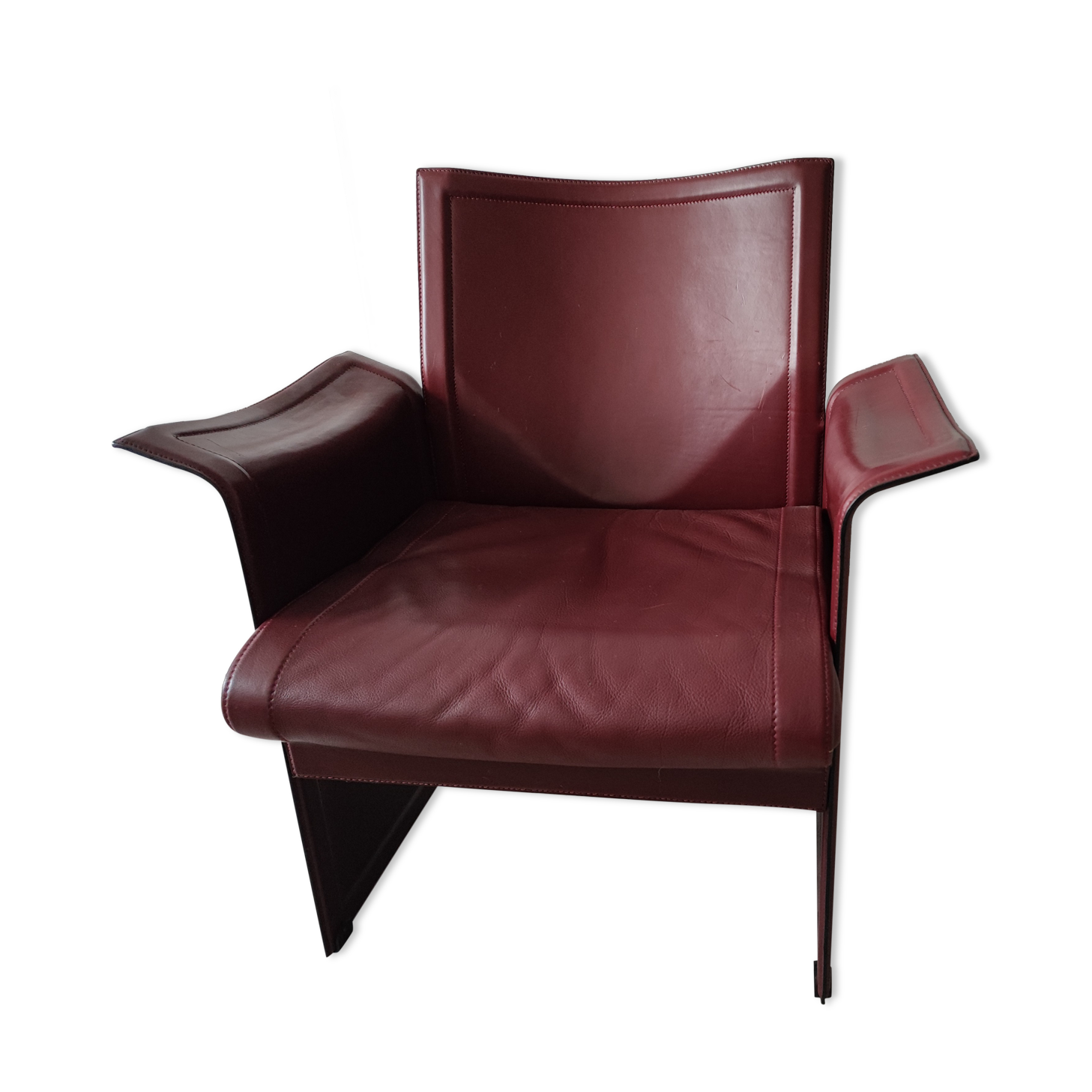 Bordeaux leather armchair by Tito Agnoli for Matteo Grassi, Italy
