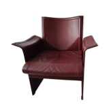 Bordeaux leather armchair by Tito Agnoli for Matteo Grassi, Italy
