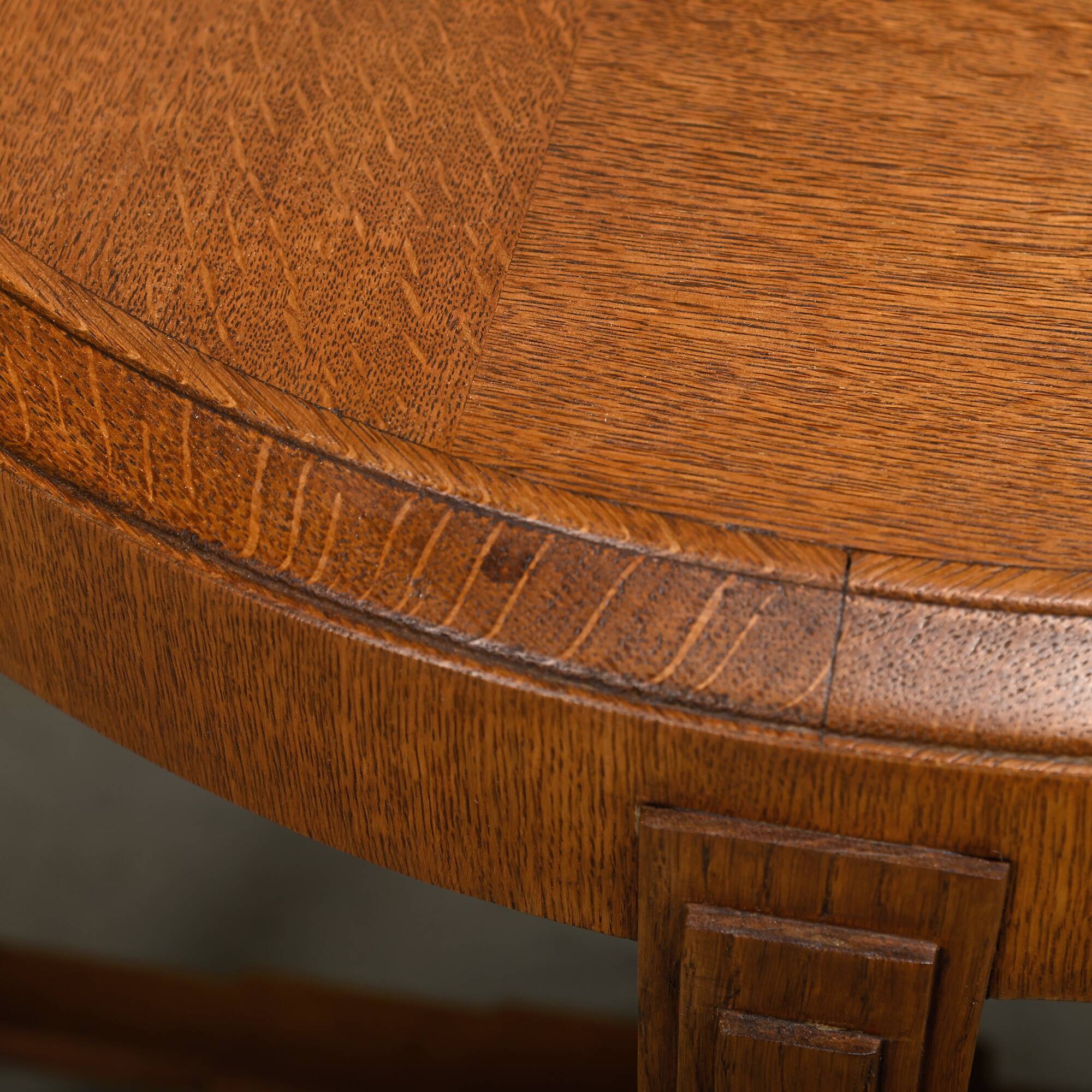 Dutch Art Deco Amsterdam School side table of solid and veneered oak