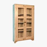 Vitrine en teck birman patine blanche-verte