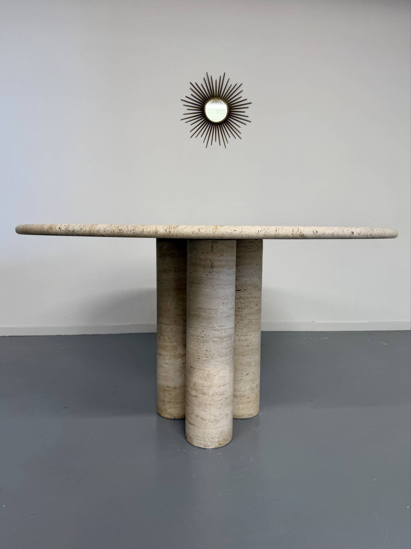 Large dining table Roche Bobois travertine Italian design 1970s