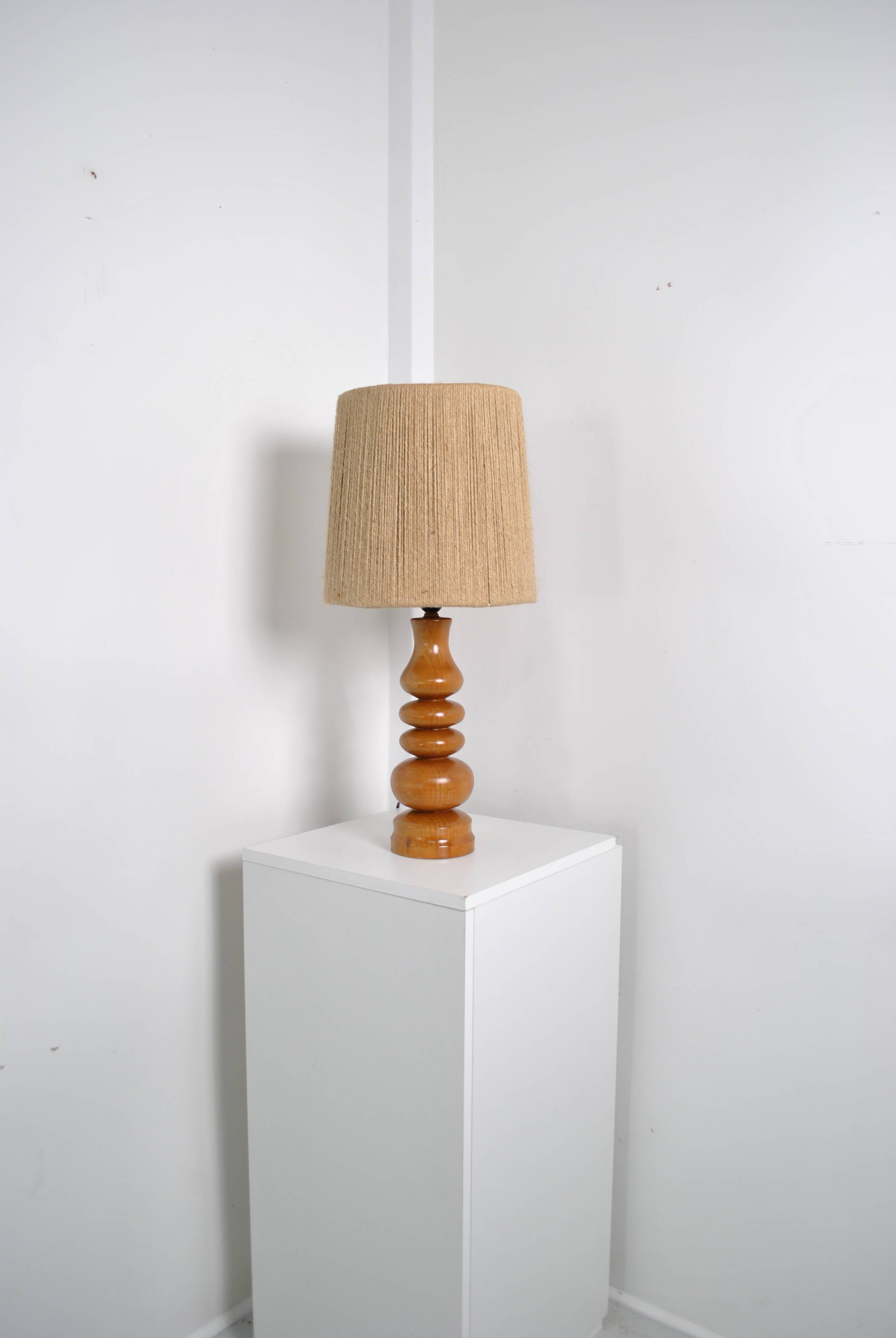 Wooden lamp with rope shade 1970