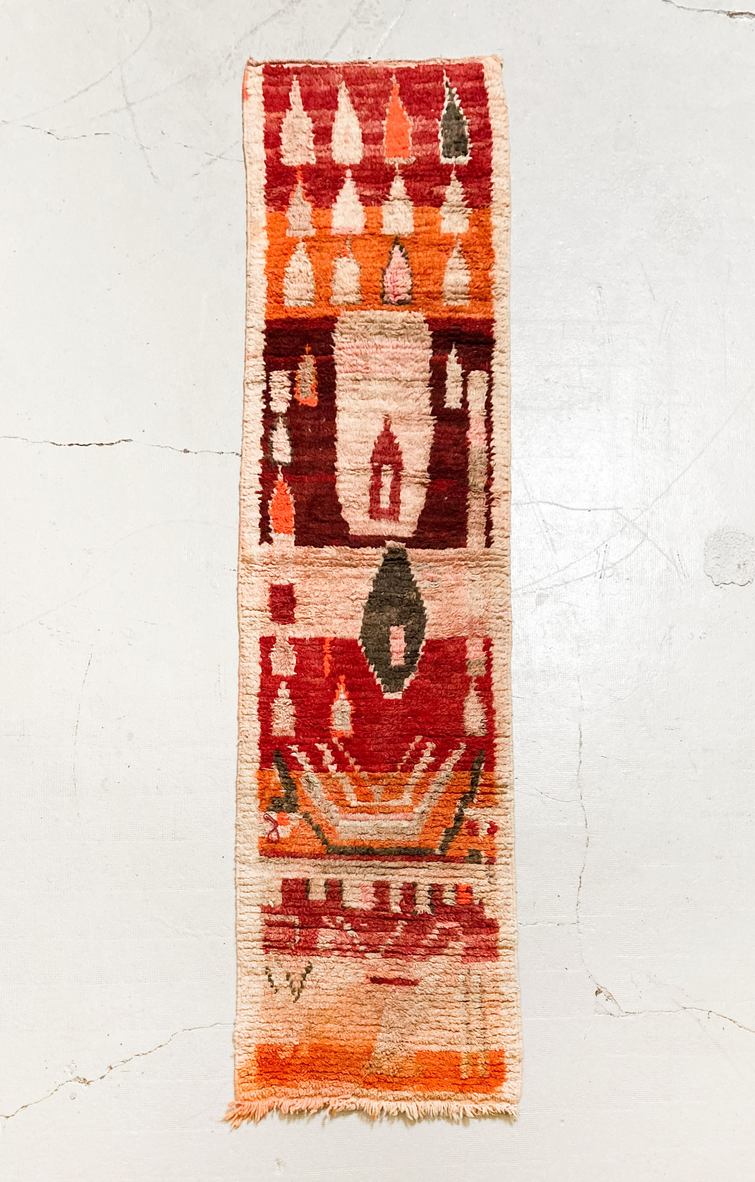 Moroccan Berber rug Boujaad corridor with colorful patterns 282x69cm