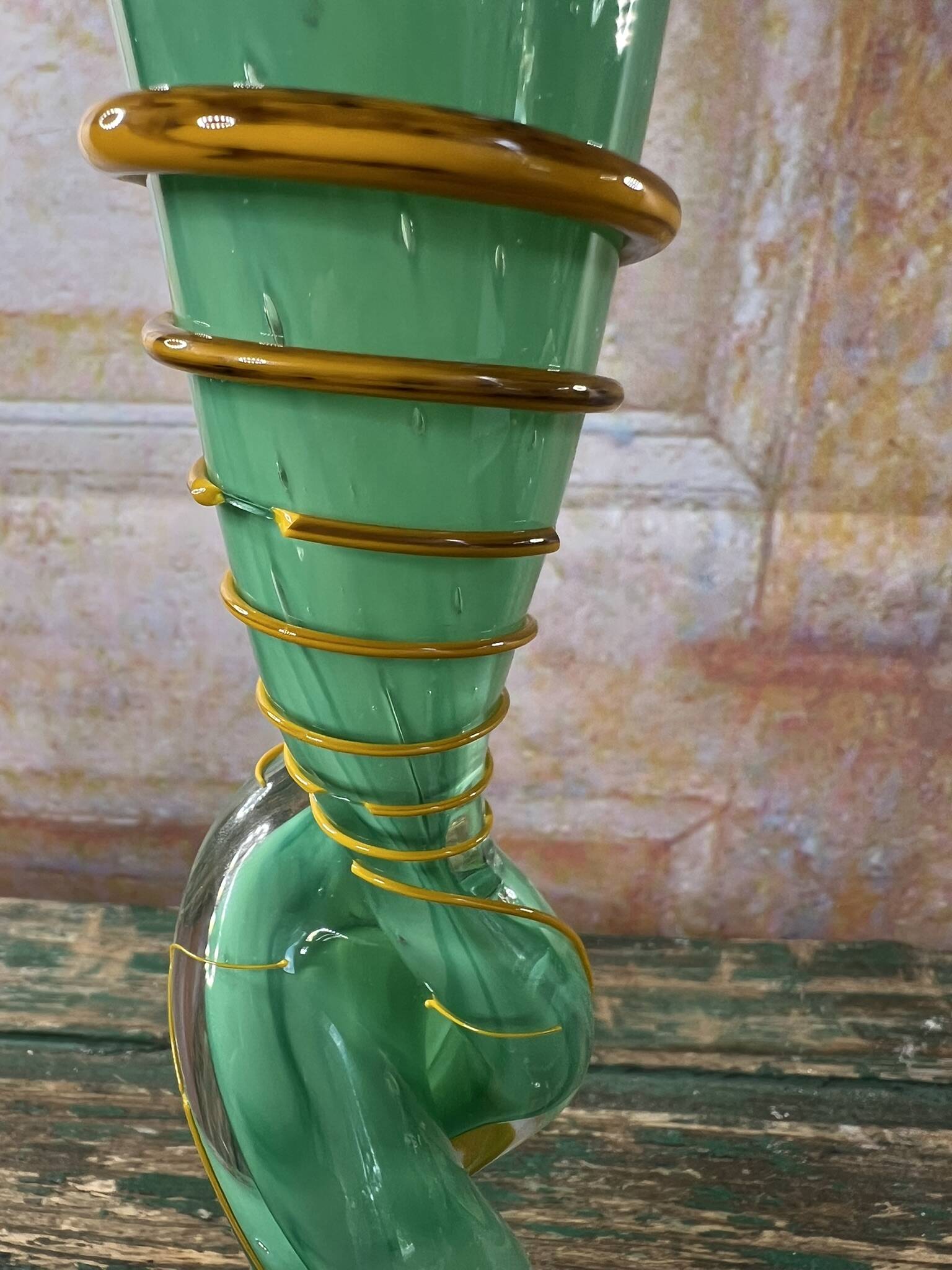 Blown glass vase by Guy Untrauer, signed and dated 1990.