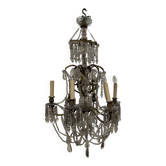 Lustre "Fontaine " de style Louis XV en bronze et pampilles XX siècle