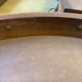 Table tambour 1900  merisier cuir et laiton