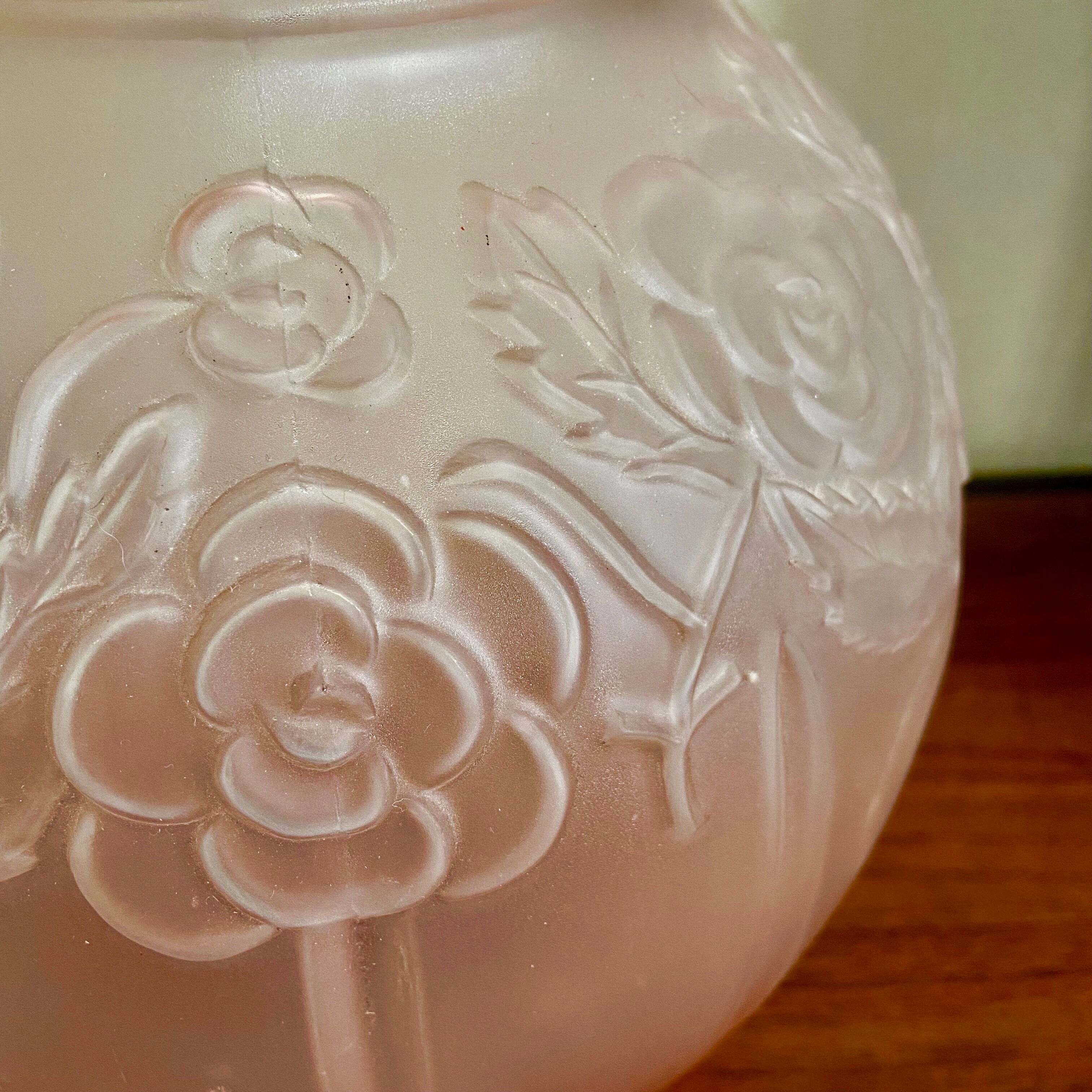 Pink molded glass lamp foot-Art Deco style-Pink décor