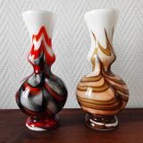 Pair of vintage Italian pop art vases 1970s opaline glass