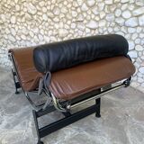 LC4 brown leather by Le Corbusier, Jeanneret & Perriand, Cassina, 1980