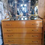 Commode vintage pieds compas miroir tryptique