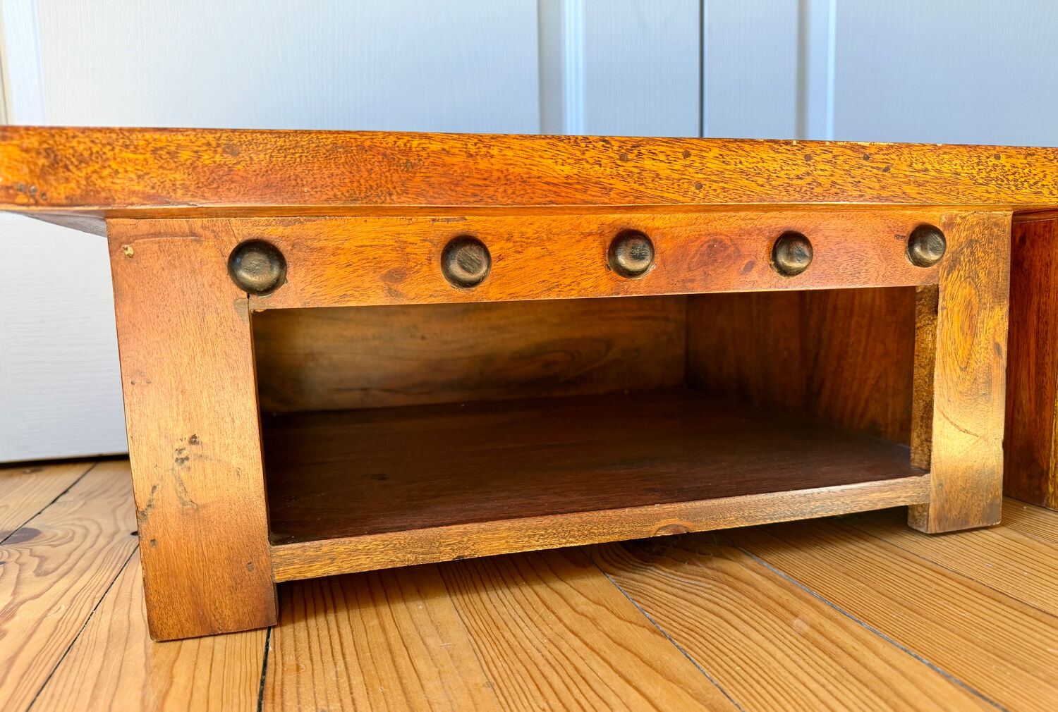 Pair of solid wood coffee tables – rustic / wabi-sabi style (1950-198)