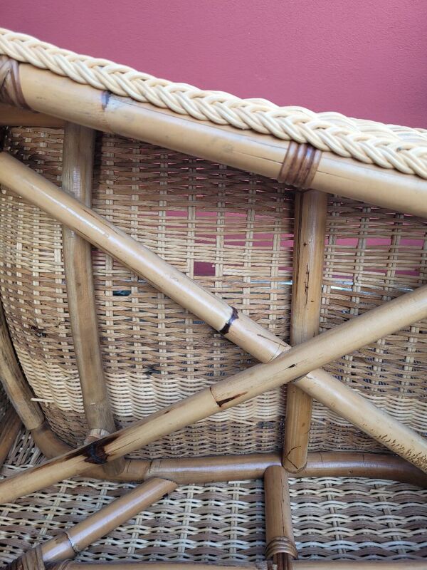 Chaise-longue en bambou et rotin