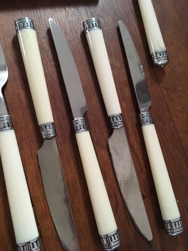 Set covered with 70s stainless steel table