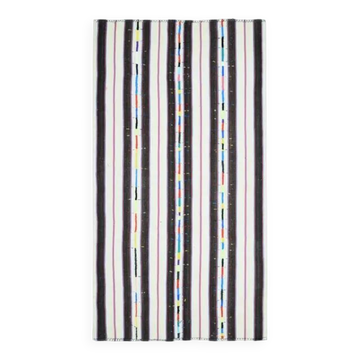 Tapis couloir vintage turc Oushak fait main en laine et coton beige 178x326 des années 1970