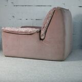 Cinna, pair of armchairs foam and velvet ras pink pale, France, circa 1970