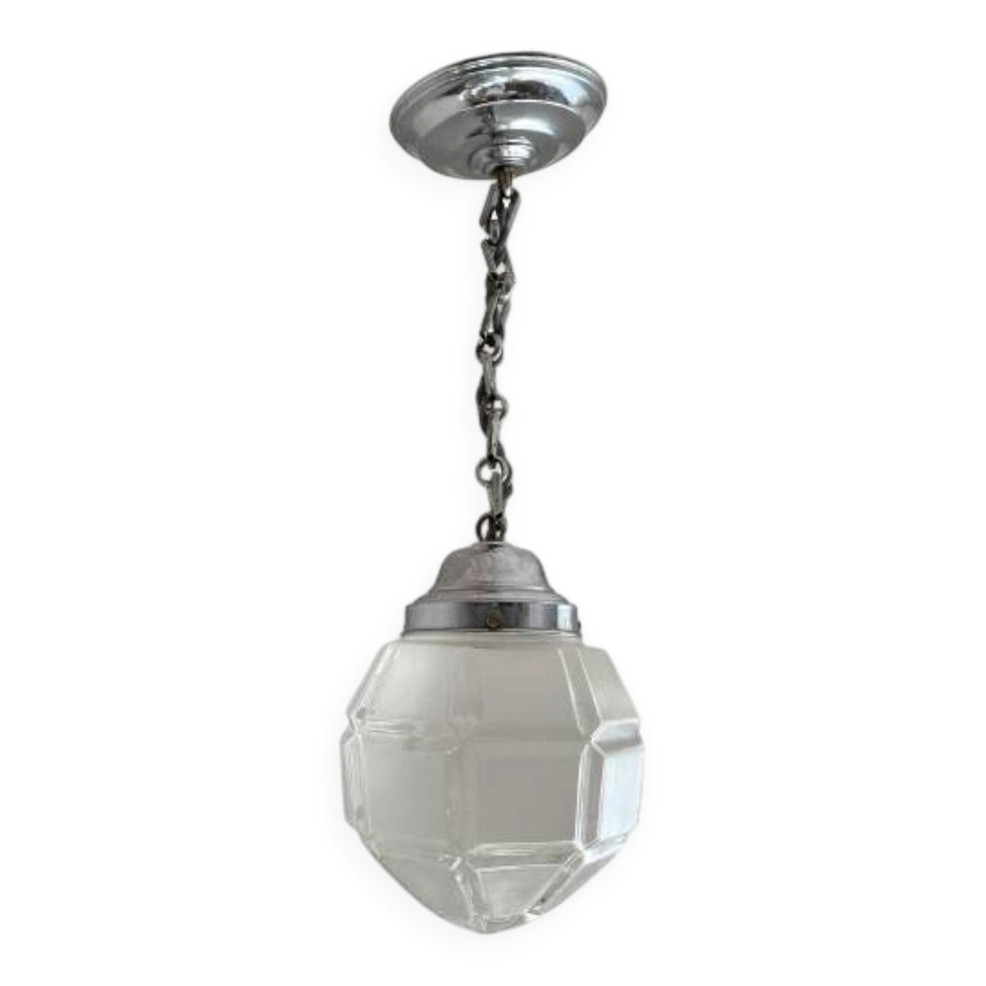 Art Deco glass and chrome pendant light