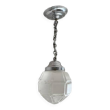 Art Deco glass and chrome pendant light