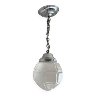 Art Deco glass and chrome pendant light