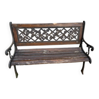 Garden bench in wood and cast iron from the 80s