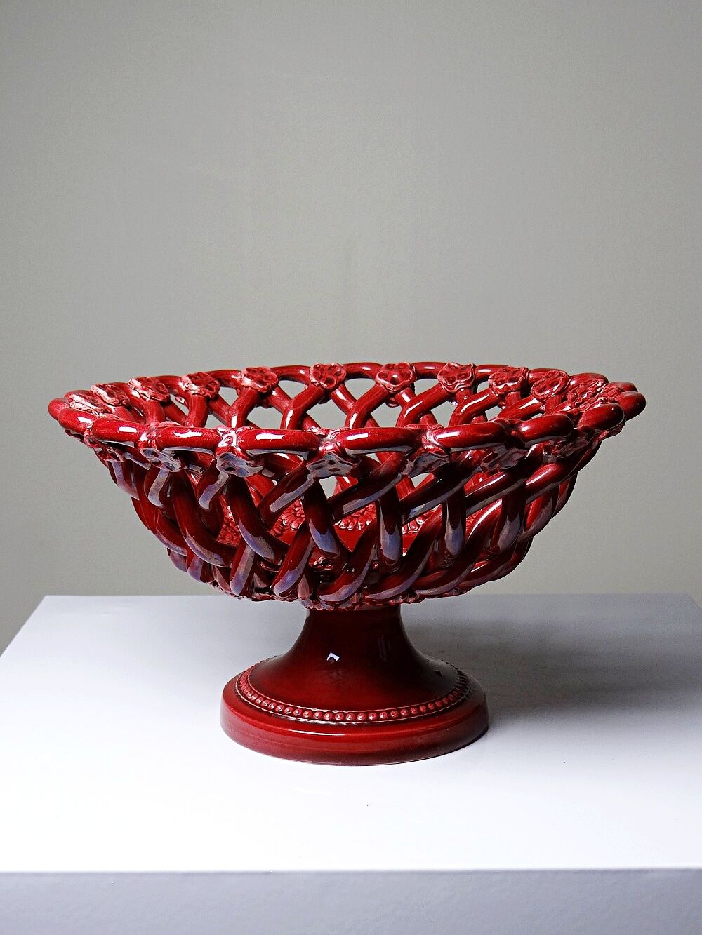 Small woven red ceramic bowl, vintage 70s-90s Pichon Uzès.