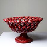 Small woven red ceramic bowl, vintage 70s-90s Pichon Uzès.