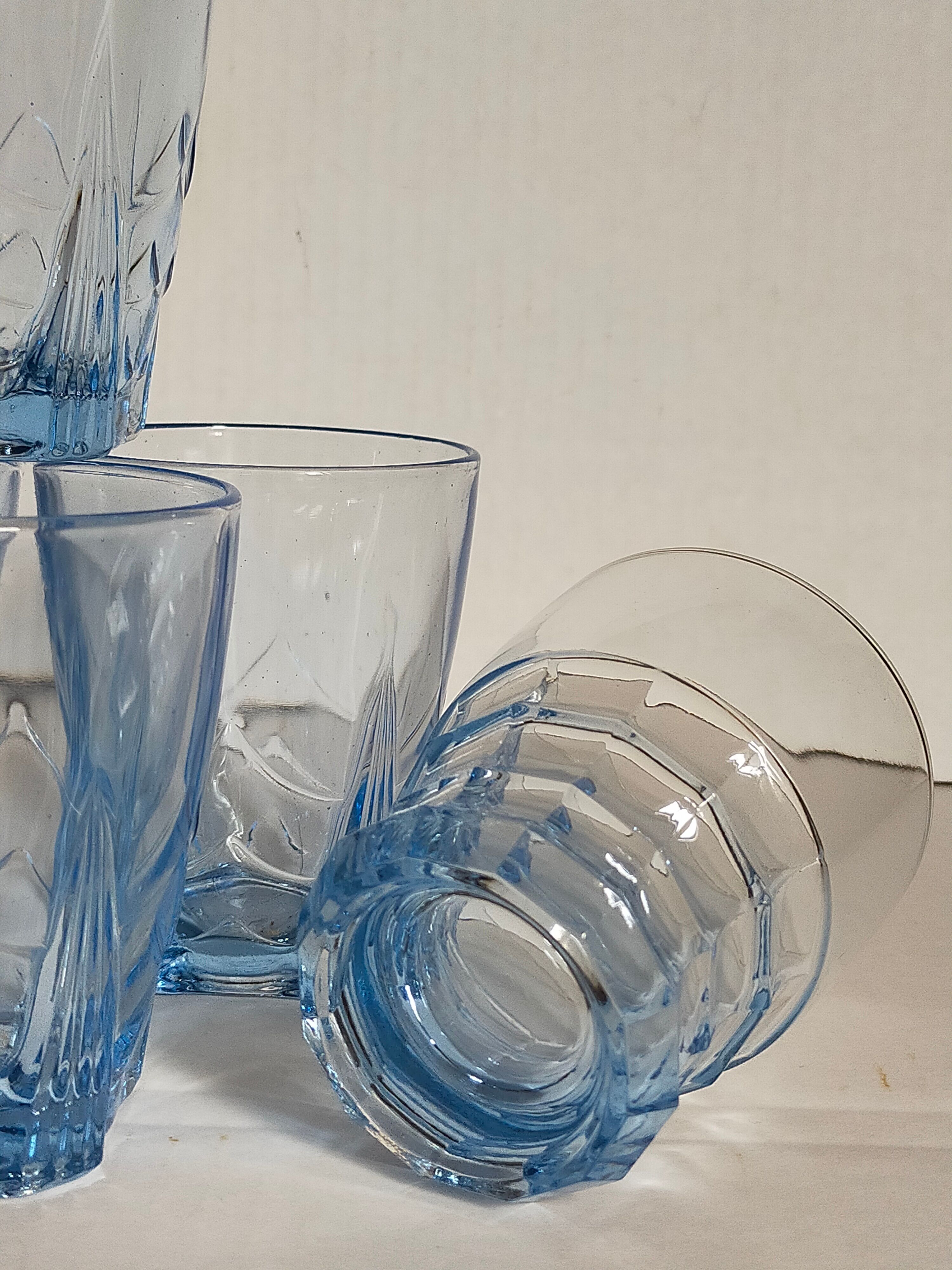 Nine colored art-deco glasses 40s