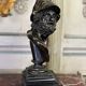 Bust of Ajax, bronze with black patina on a black Belgian marble base, 19th century.