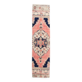 2x10 Faded Pink & Navy Blue Persian Runner Rug, 71x294Cm