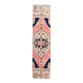 Tapis persan rose délavé et bleu marine 2x10, 71x294 cm